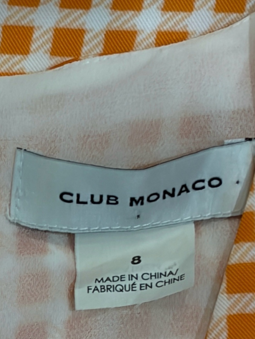 Club Monaco Orange Gingham V-Neck A-Line Maxi Dress Size 8 - Picture 13 of 13